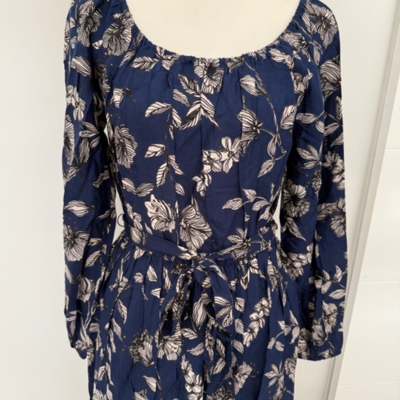 Roller Rabbit Casual Blue Floral Maxi Dress Sz M Work Brunch Cruise Wear - Picture 2 of 7